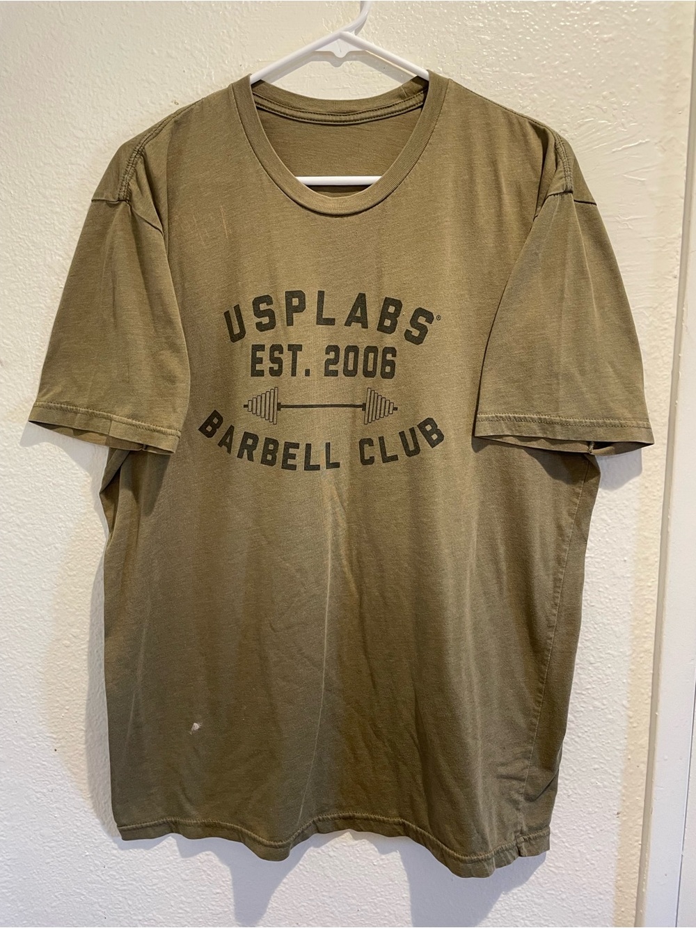USPlabs Barbell Club Military Green Gym Tee Men’s Large
